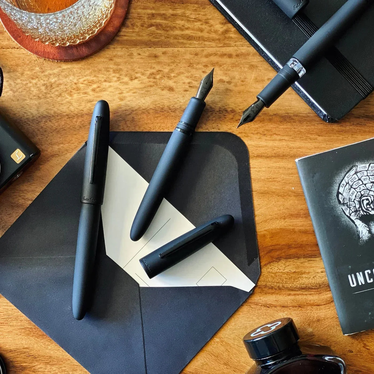 Black Esterbrook Niblet Raven fountain pen — regular cleaning and careful storage keep pens writing for decades