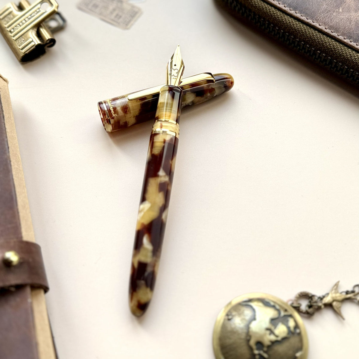 Esterbrook Tortoise Estie fountain pen with gold-plated trim