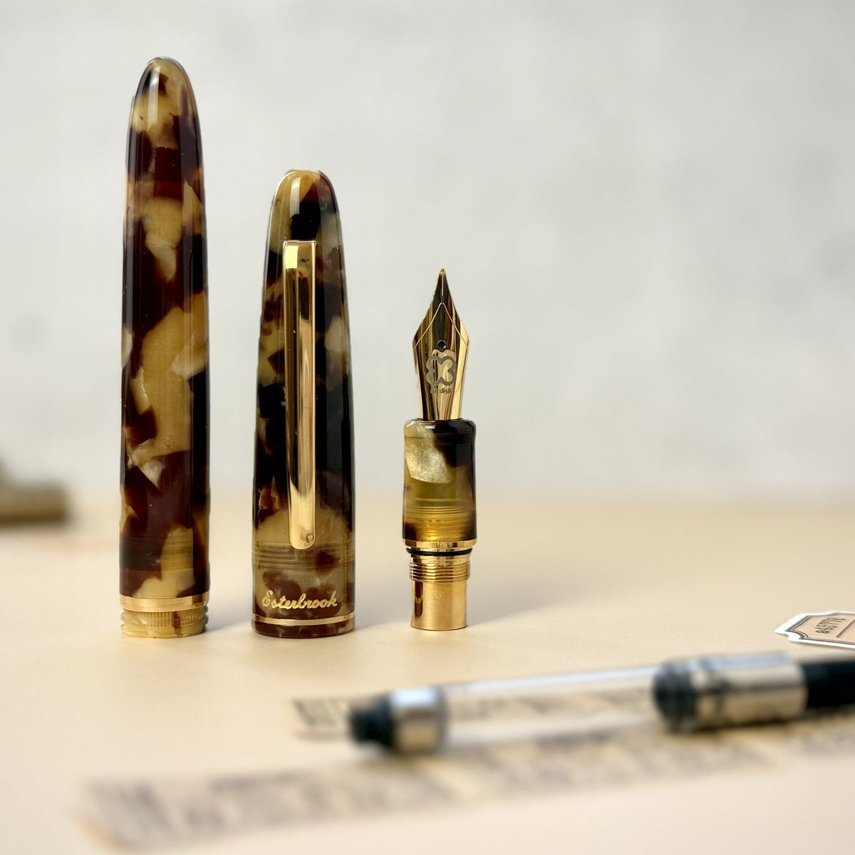 Esterbrook Estie Tortoise fountain pen, gold trim, full-size acrylic fountain pen