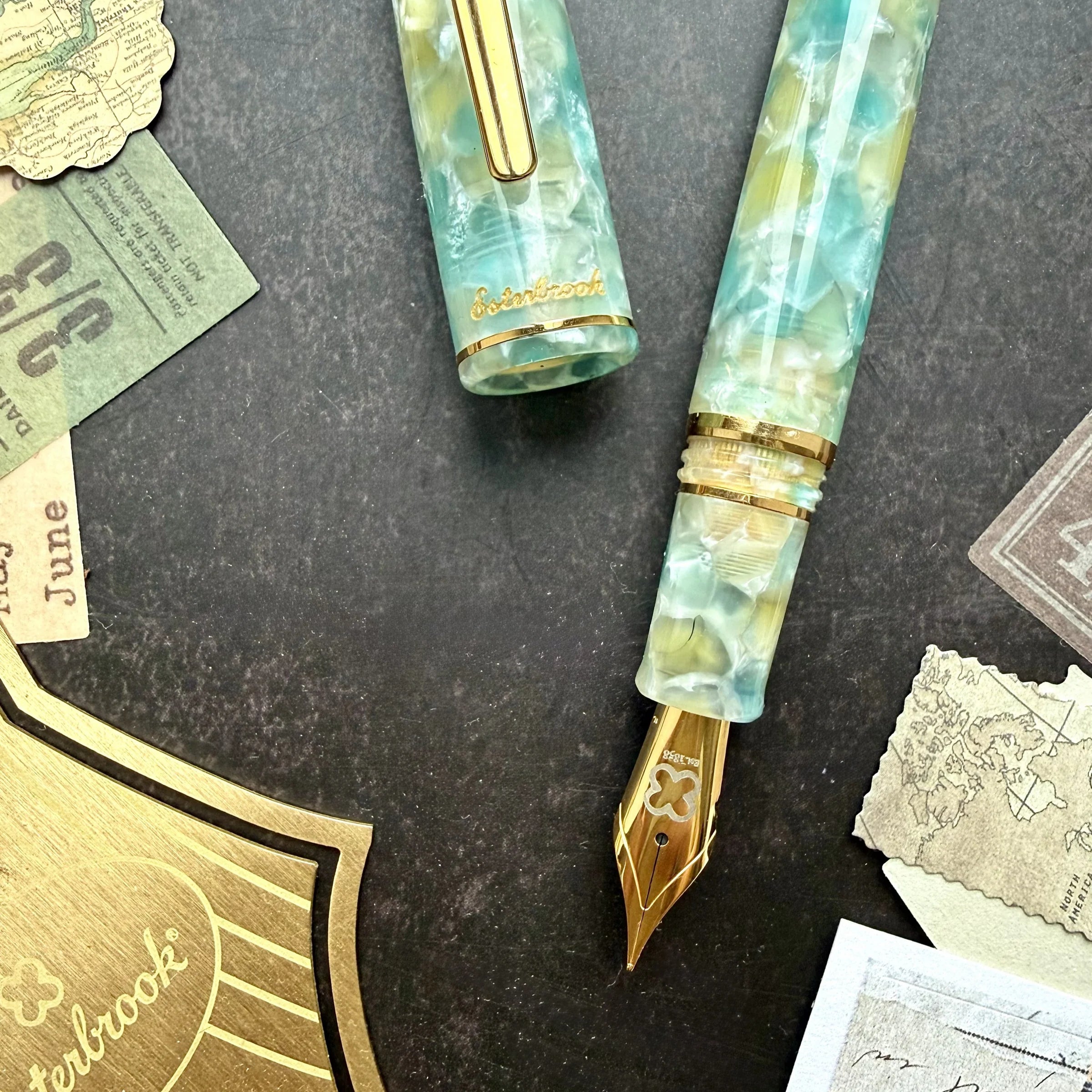 Esterbrook Estie Sea Glass Fountain Pen with Gold Trim