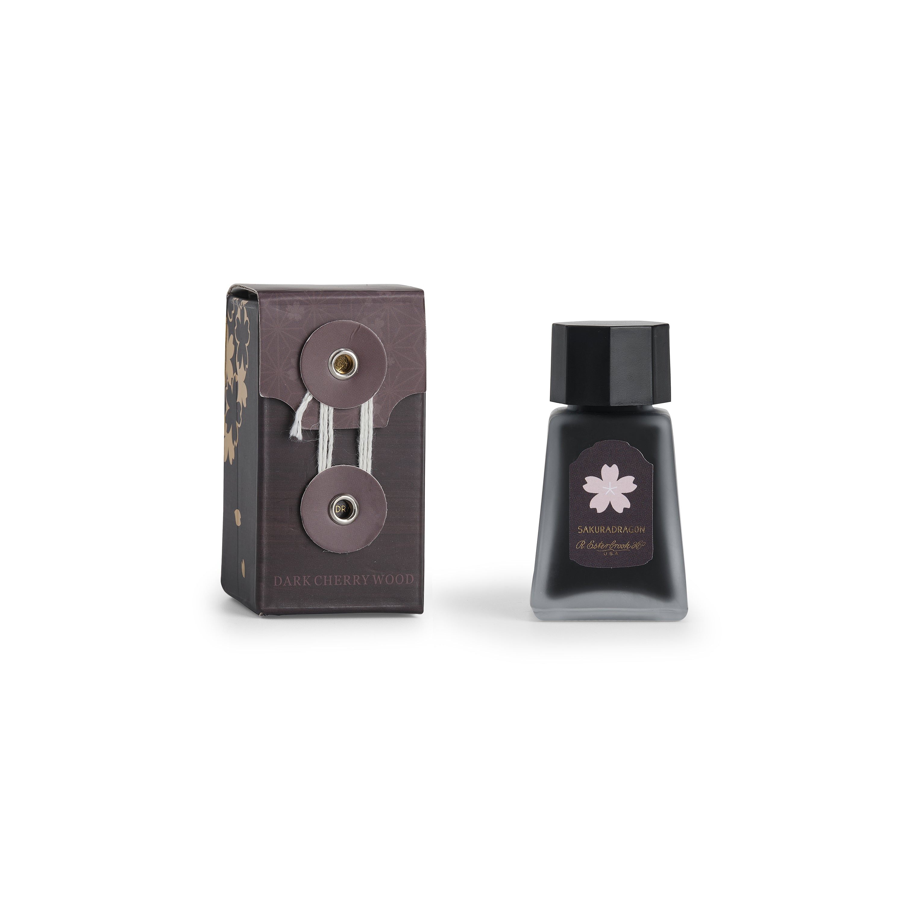 Esterbrook x SAKURADRAGON Dark Cherry Wood fountain pen ink — 30ml bottle of rich red-brown ink from the Sakura Street collection
