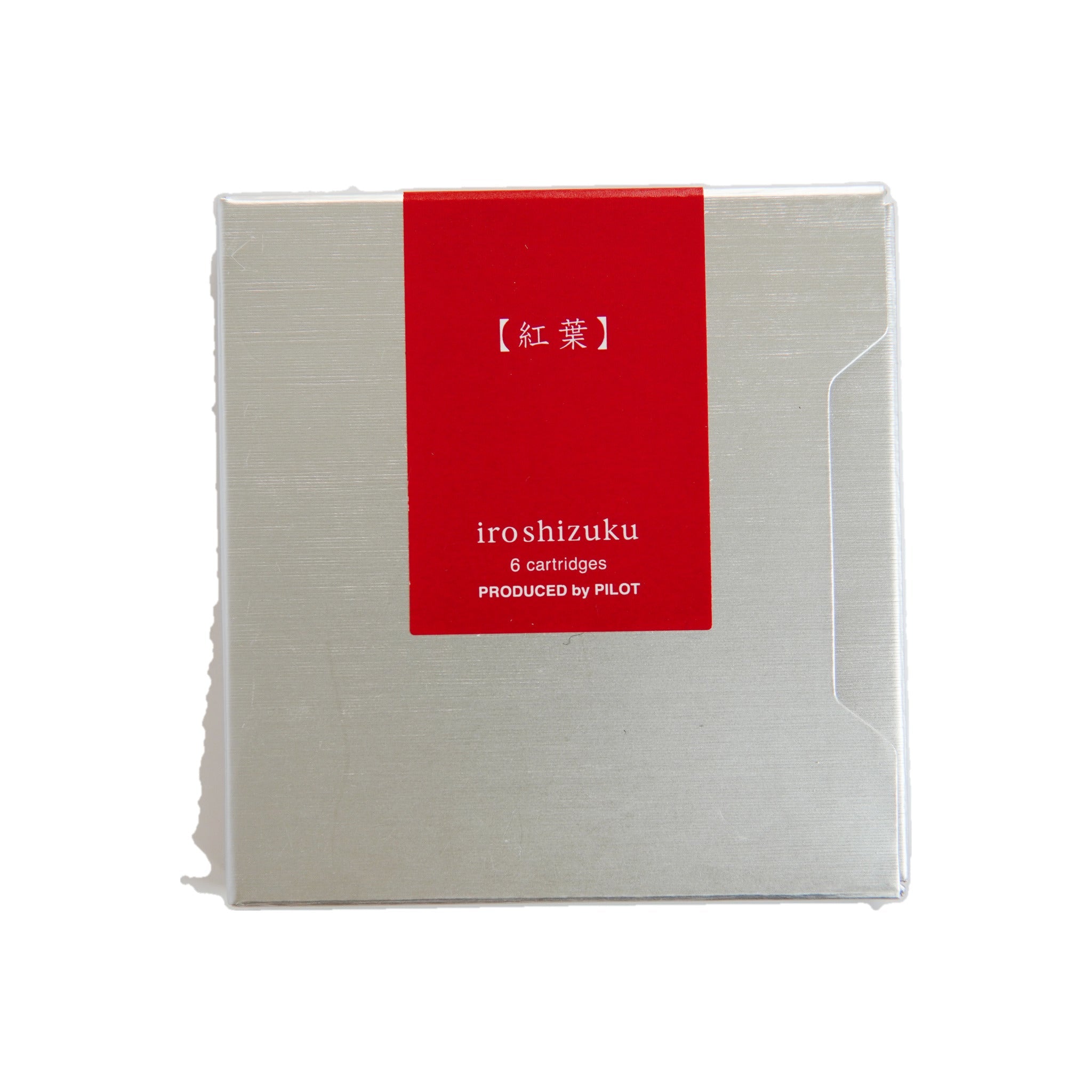 Closed box of Pilot Iroshizuku momiji autumn red fountain pen ink cartridges