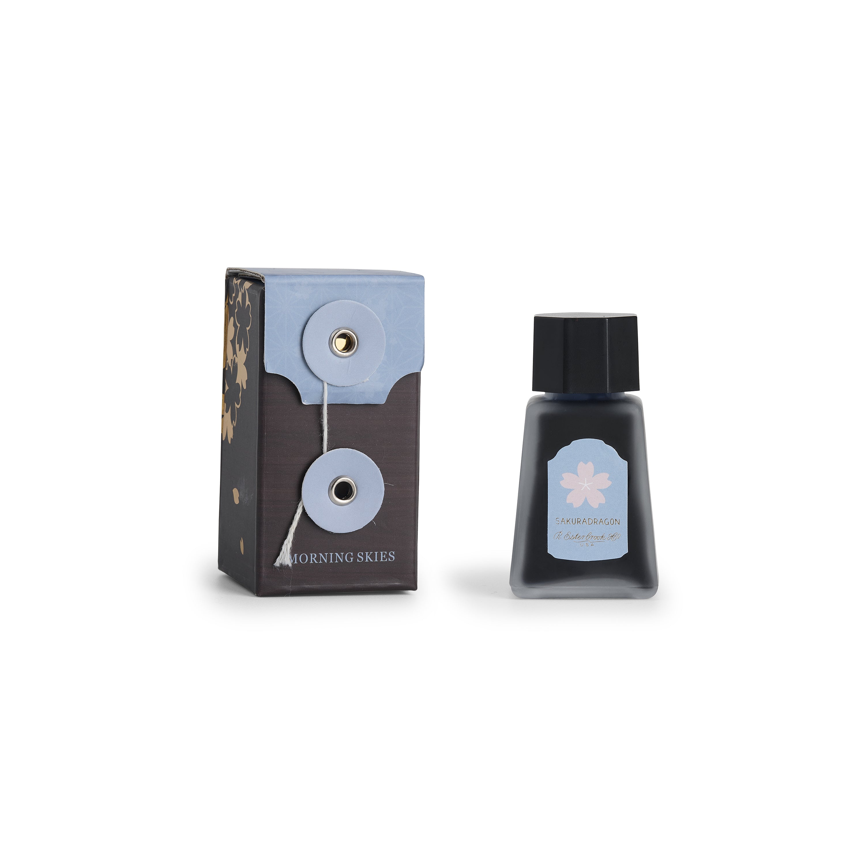 Esterbrook x SAKURADRAGON Morning Skies fountain pen ink — 30ml bottle of soft light blue ink from the Sakura Street collection