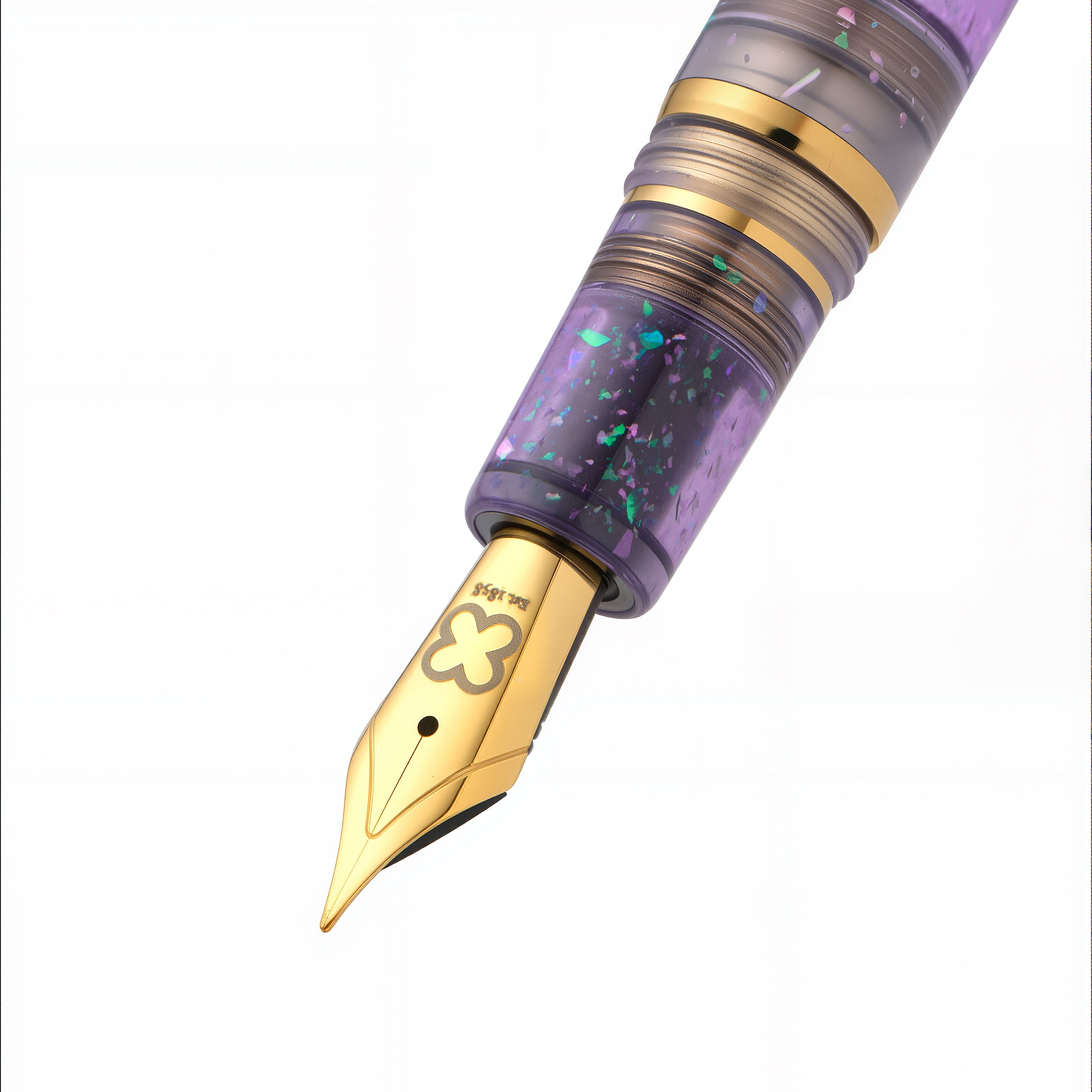 Esterbrook x Sakuradragon Sakura Street Estie fountain pen with purple sparkle translucent body — limited edition creator collaboration
