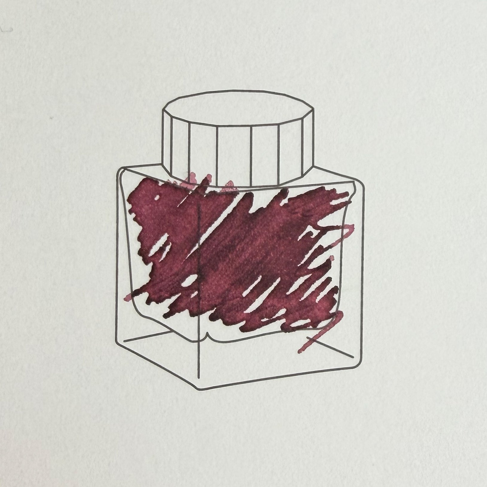 Esterbrook x SAKURADRAGON Sleepy Burgundy ink swatch — deep dusky burgundy red fountain pen ink from the Sakura Street collection