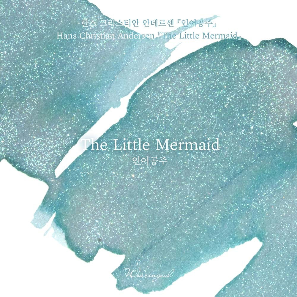 Wearingeul The Little Mermaid teal shimmer fountain pen ink swatch with shading