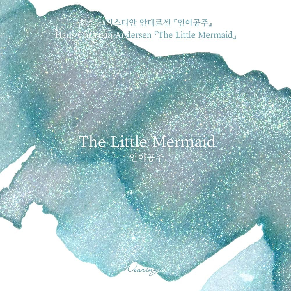 Close-up of Wearingeul The Little Mermaid aquamarine ink with silver glitter