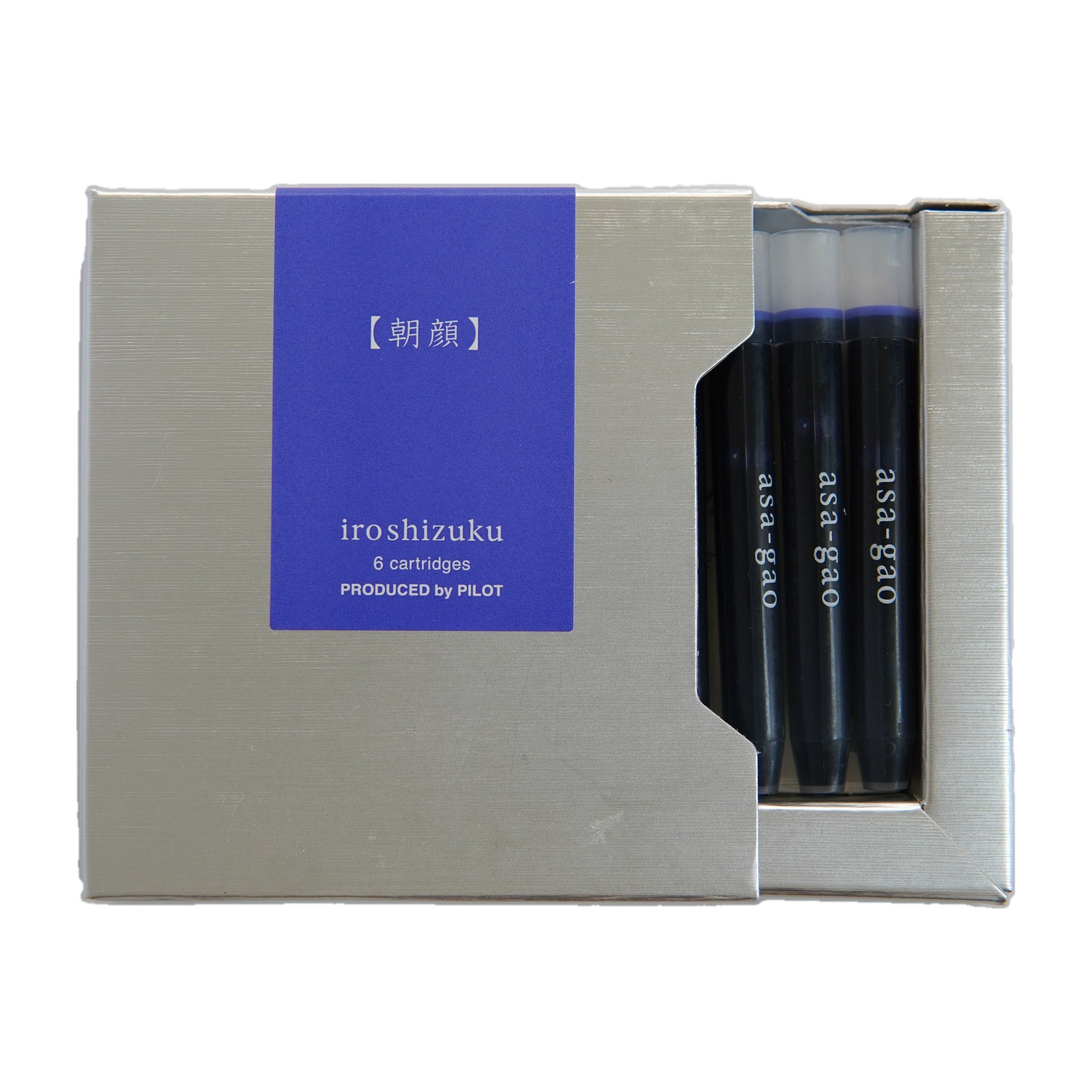 Box of Pilot Iroshizuku asa-gao royal blue fountain pen ink cartridges, 6 pack