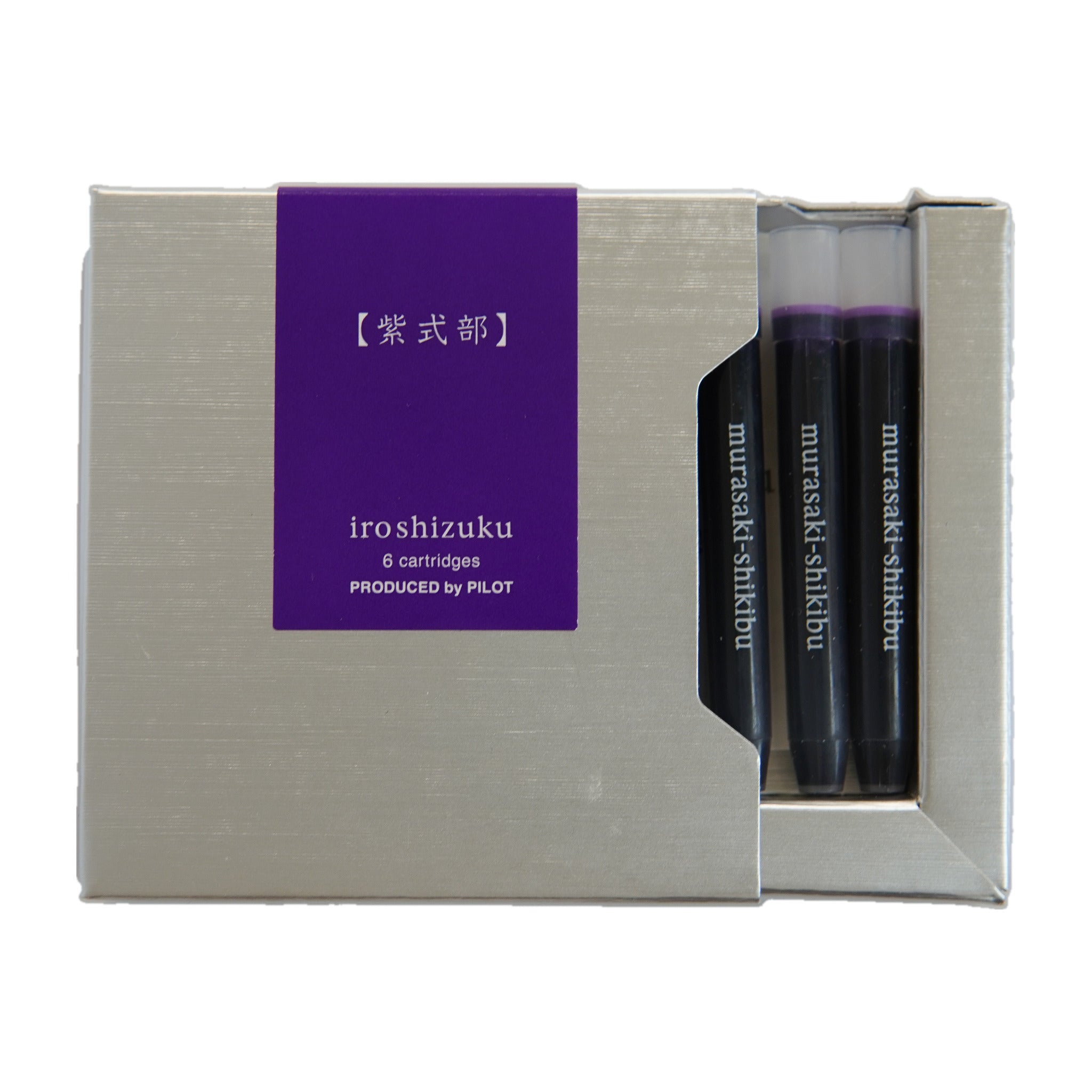 Box of Pilot Iroshizuku murasaki-shikibu violet fountain pen ink cartridges, 6 pack